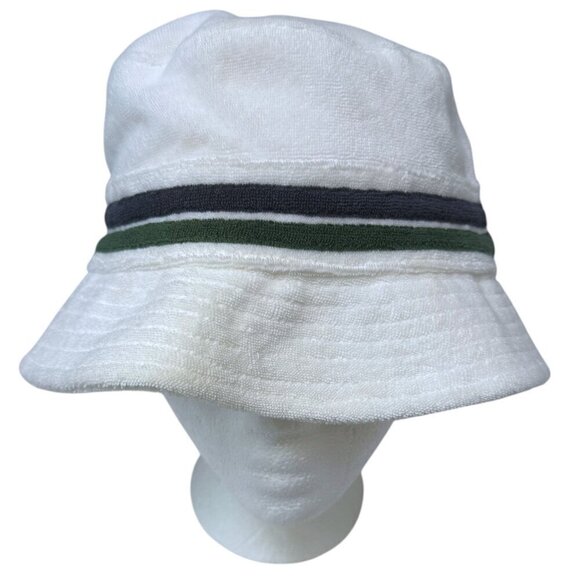 Terrycloth Bucket Hat Navy Green Stripe Preppy Tennis Golf - Picture 6 of 9
